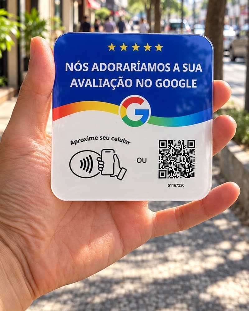 Plaquinha Google modelo Acrílico azul